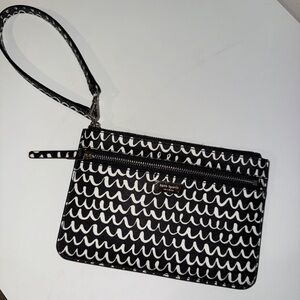 Kate Spade Wave Pattern Black and White Wristlet